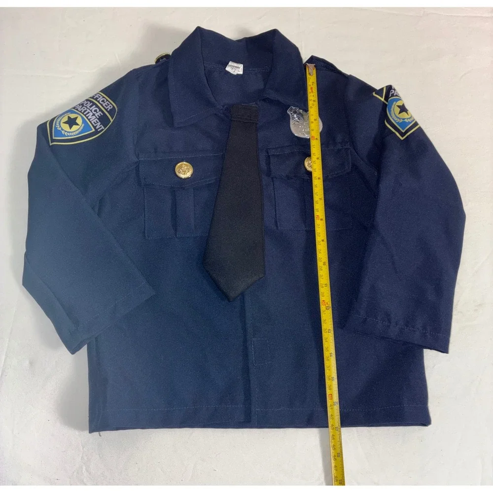 4T (Estimate) Kids Police Officer Costume Set Shirt Pants Halloween Career Day